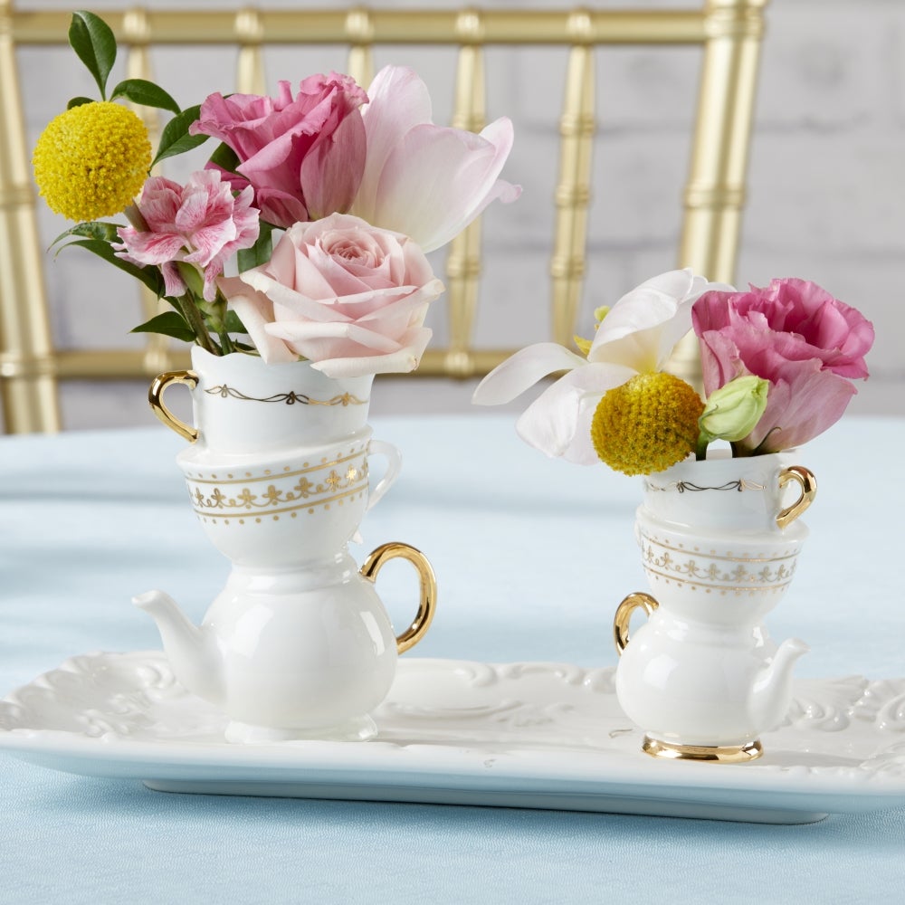 Tea Time Whimsy Ceramic Bud Vase - Medium - Alternate Image 3 | My Wedding Favors