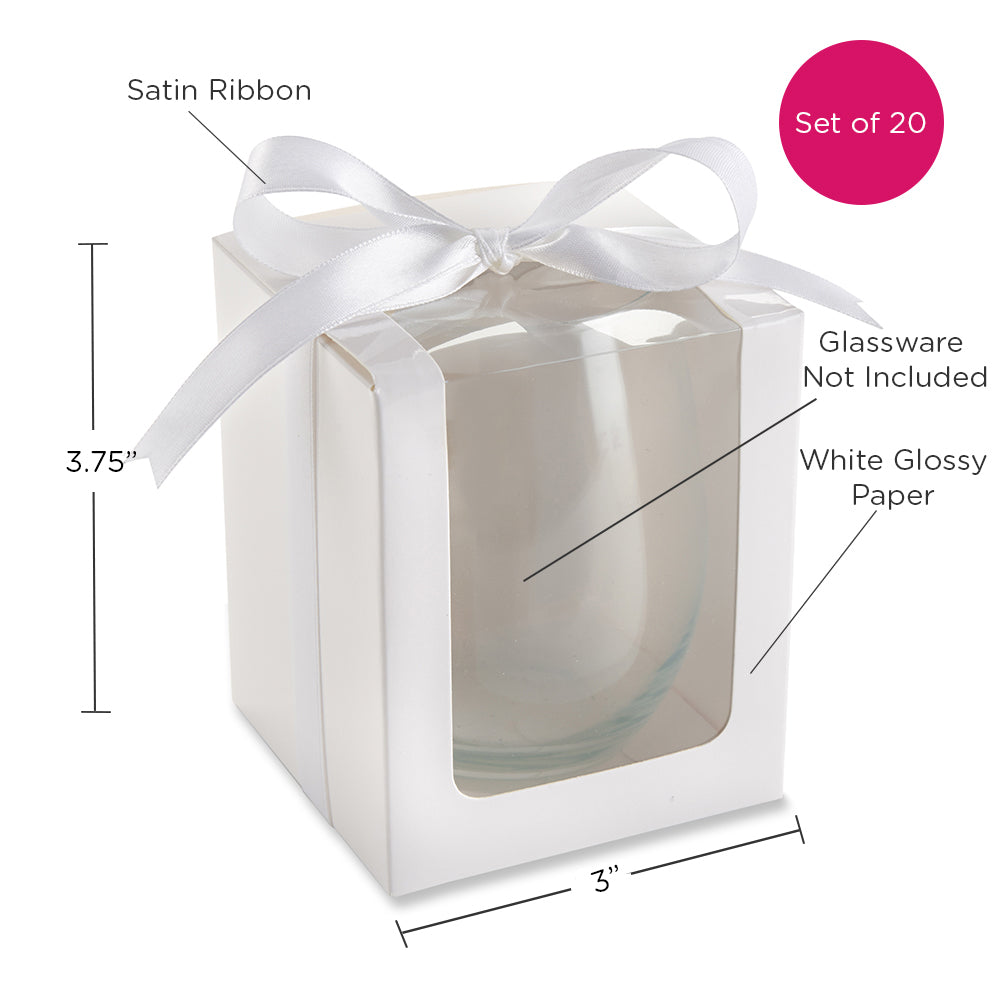 White 9 oz. Glassware Gift Box with Ribbon (Set of 20) - Alternate Image 6 | My Wedding Favors